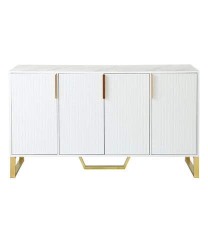 White Modern 4-Door Sideboard Buffet Cabinet