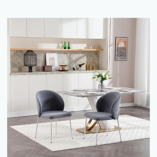 Light Gray Iron Foot Dining Chairs Set of 2