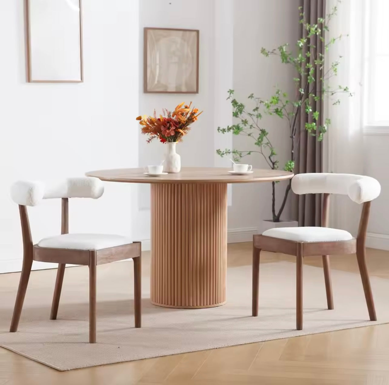 Set of 2 Upholstered Mid Century Pu Leather Dining Chairs