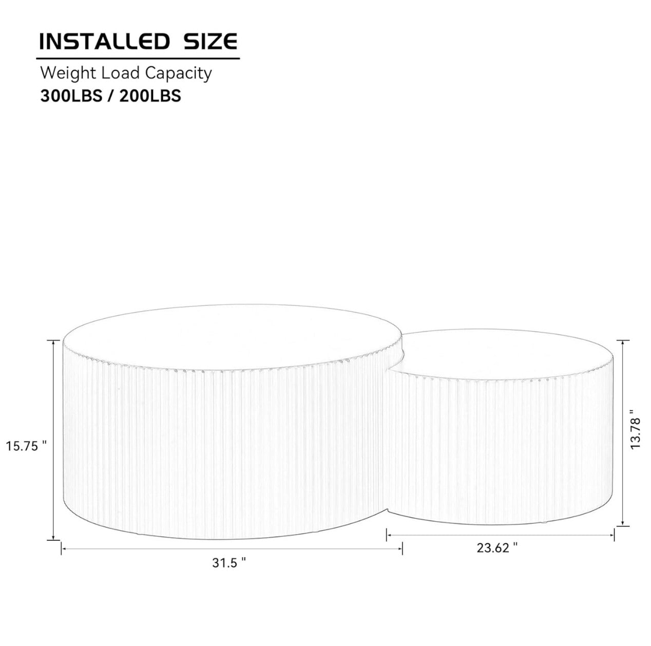 Set of 2 Round and Half-Moon MDF Nesting Coffee Tables