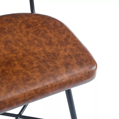 Set of 2 Swivel Counter Stools - 26" Brown Leather Counter Stools