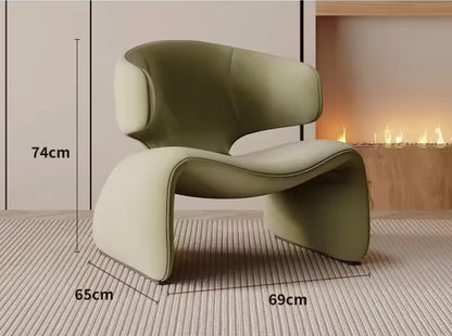 Beige Curved Lounge Sofa with Double Backrest