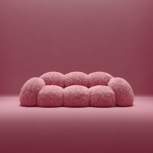 Pink Faux Fur Upholstered Cloud Sofa