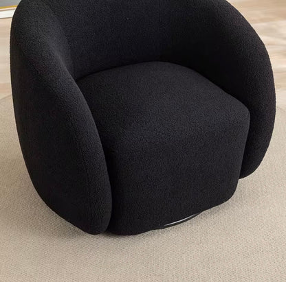 Set of 2, 360 Degree Swivel Accent Chairs, Lambswool Barrel Side Chairs