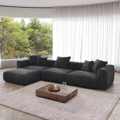 141” Corduroy Modular L-Shaped Sectional Sofa with Ottoman