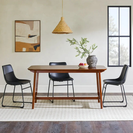 Mid-Century Walnut Veneer Dining Table with Trestle