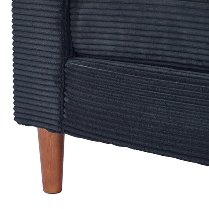 Contemporary Sofa - Black Loveseat Small Sofa Linen Couch