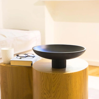 White Concrete Pedestal Fruit Bowl – Large