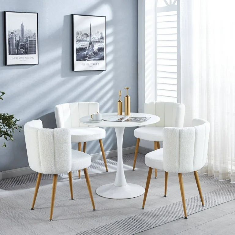 Modern White Upholstered Dining Chair 2-piece Set