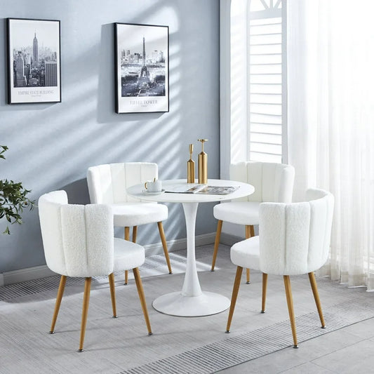 Modern White Upholstered Dining Chair 2-piece Set
