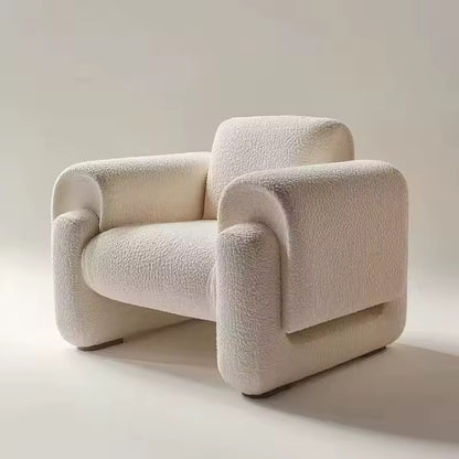 Compact Modern Single Sofa Chair, Beige Lambswool Accent Chair