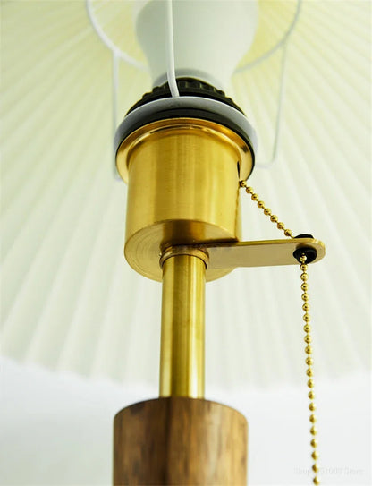 Mid Century Solid Wood Walnut Pleated Lamp