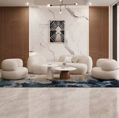 Modern Luxury Curved Lambswool Sofa, White