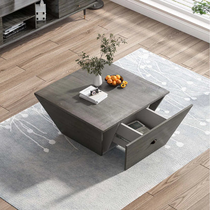Gray Ladder Shaped Coffee Table – Modern Coffee Table with Storage