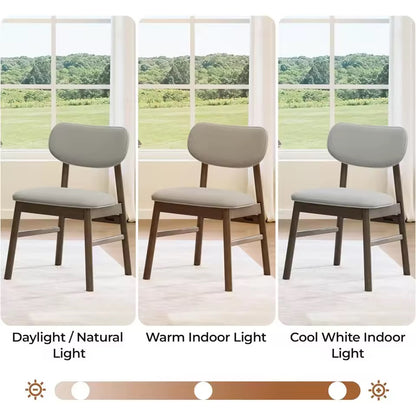 Set of 2 Mid-Century Chenille Upholstered Dining Chairs, Walnut