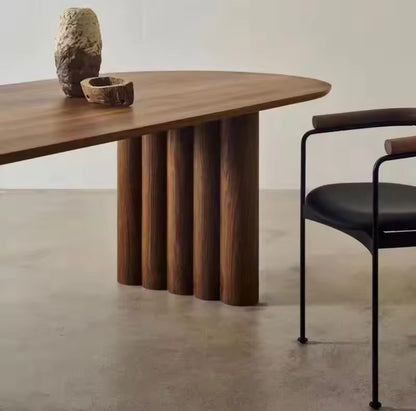 Italian Solid Wood Dining Table, Curved Edge Design, Oak / Walnut