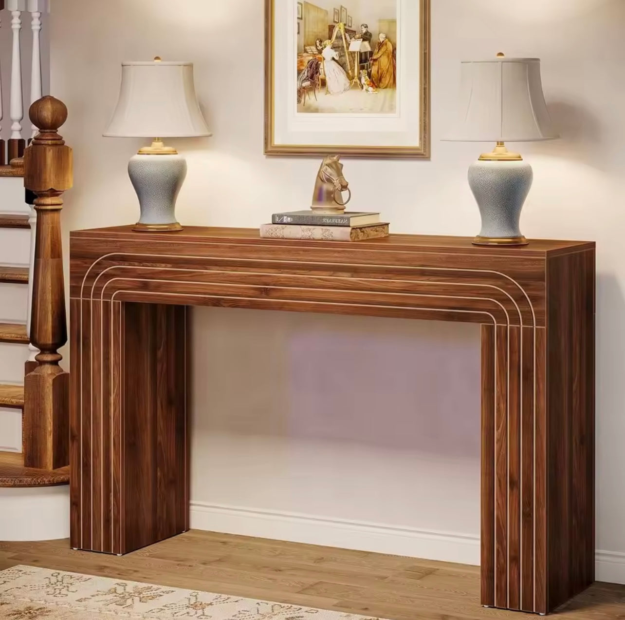 55” Wooden Entryway Table, Narrow Sofa Table for Hallway