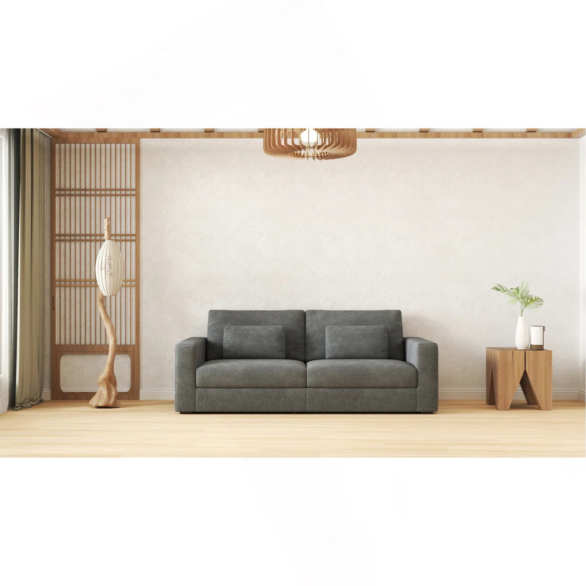Gray-Teal 83" Modern 3 Seater Sofa with Detachable Cover