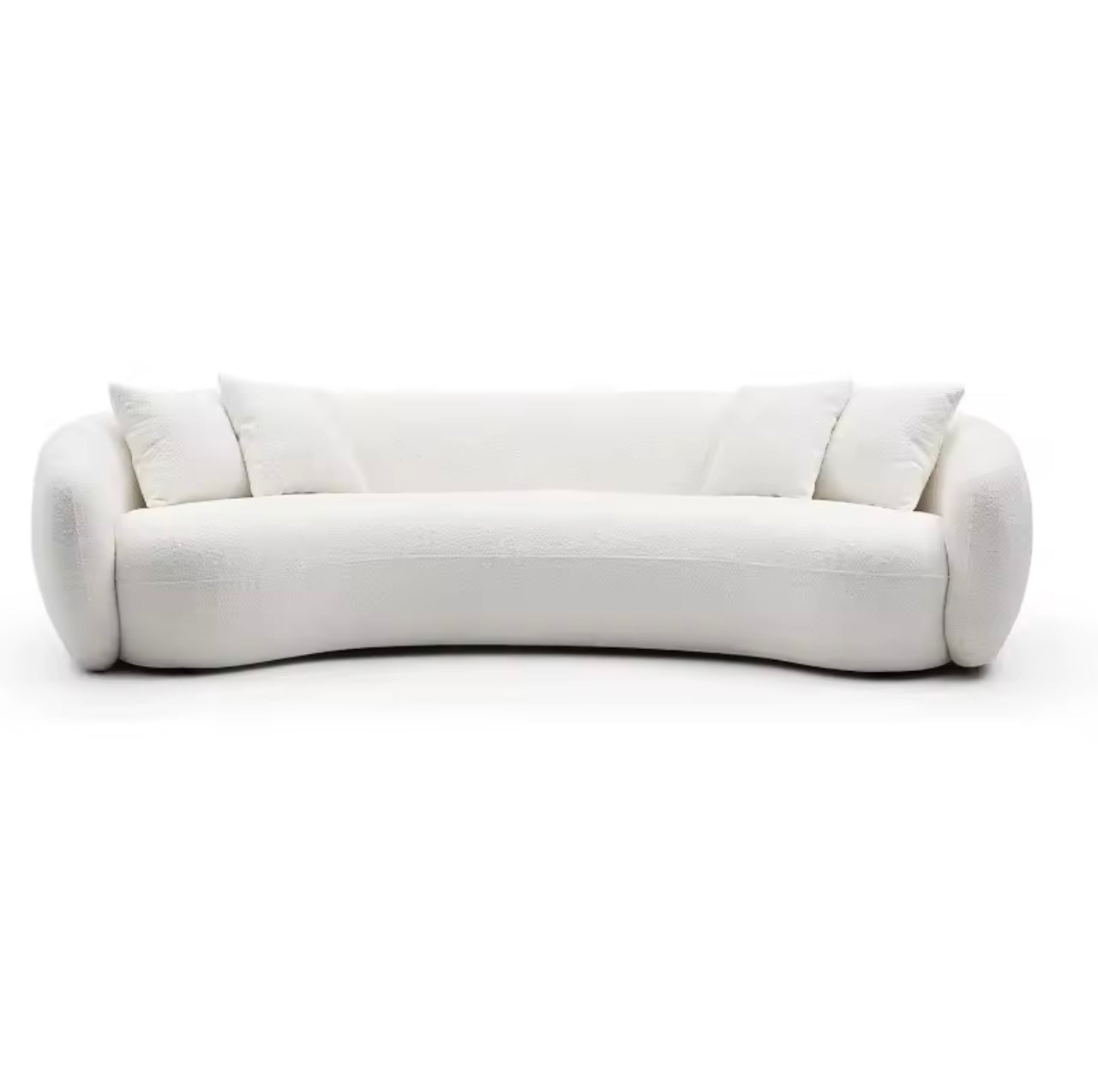 Curved Boucle Half-Moon Sectional Sofa, 103” White 5-Seater Couch