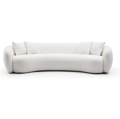 Curved Boucle Half-Moon Sectional Sofa, 103” White 5-Seater Couch