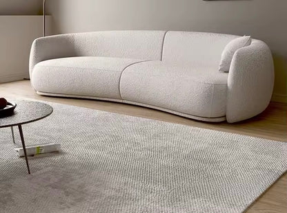 Dutch Vintage Ergonomically Curved Sofa, White Lounge Sofa