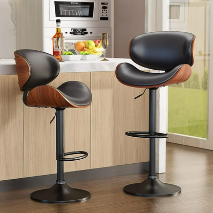 Black Leather Counter Stools - Adjustable Swivel Counter Stools