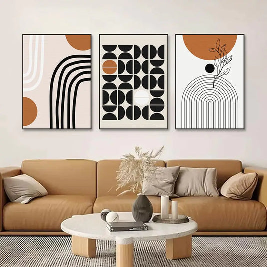 3-Piece Geometric Abstract Canvas Wall Art – 24”x32”