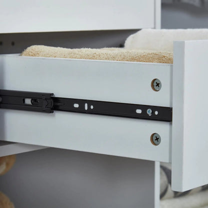 Grey Bedroom Wardrobe with 4 Drawers, Shelves and Hanging Rod