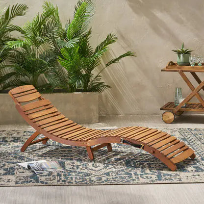 Wooden Chaise Lounge Chair, Outdoor Reclining Patio Lounger