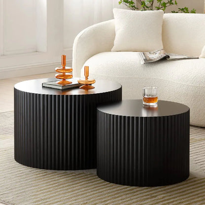 Set of 2 Modern Coffee Tables, Black Nesting Coffee Table