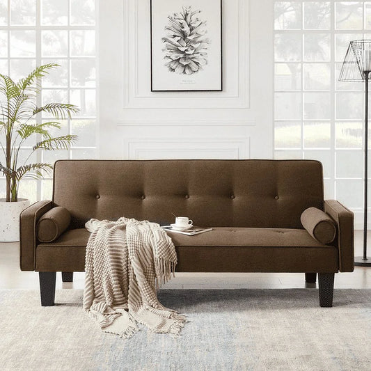 Mid-Century Tufted Loveseat Sofa - Brown Sofa Bed