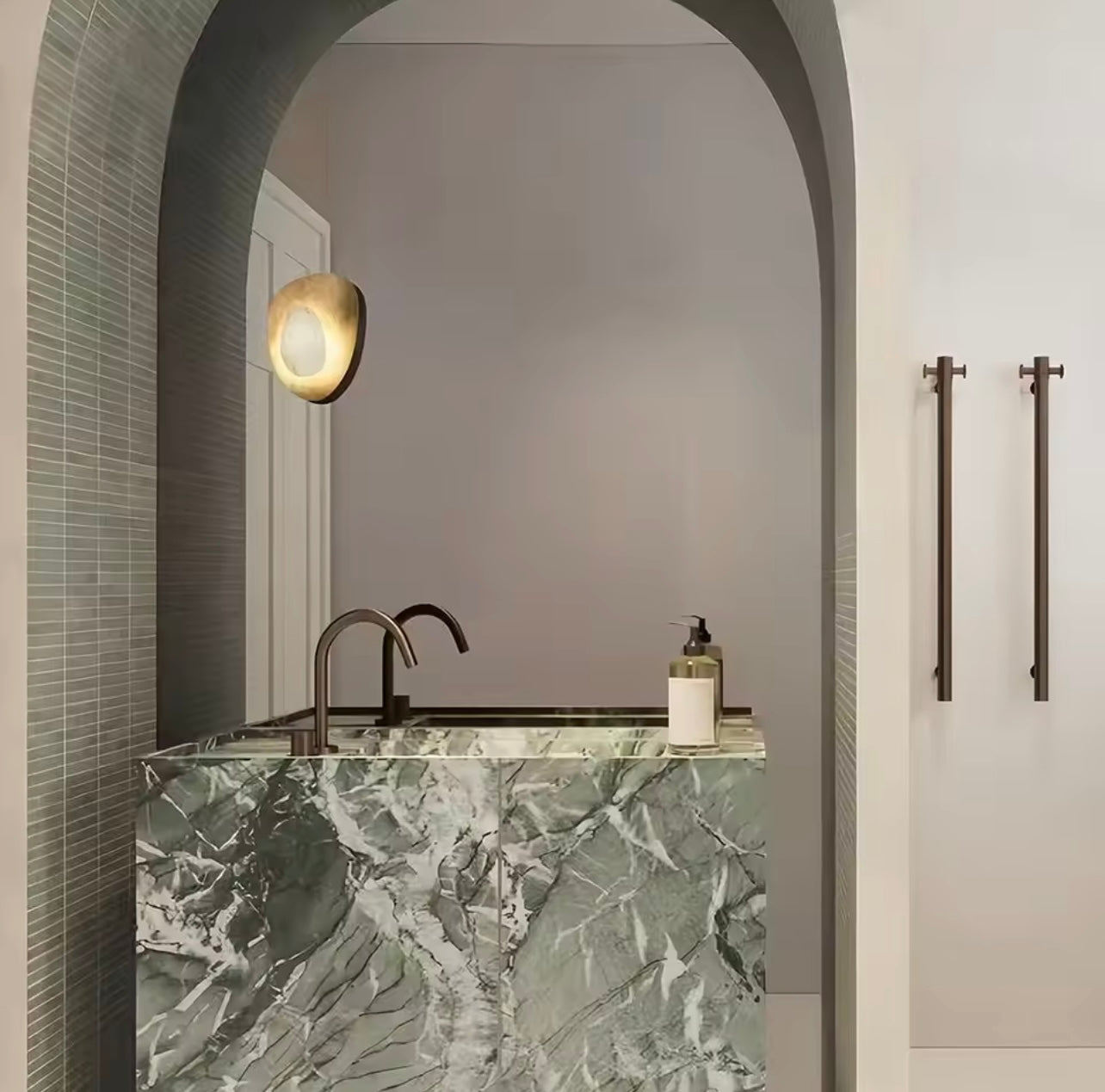 Vintage Green Jade Marble Vanity,  Floor-Standing Bathroom Sink