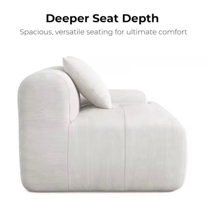 118” L-Shaped Modular Sectional Sofa 3-Seater, Corduroy Beige Couch