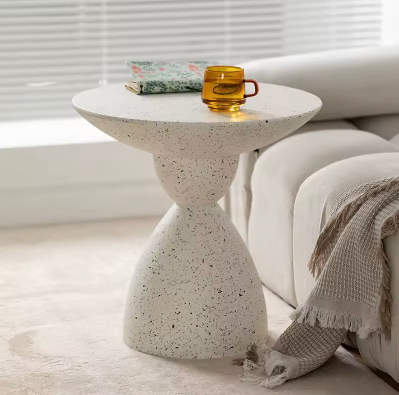 Modern Accent Table, Contemporary White Tea Table for Living Room