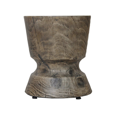 Modern Wood Grain Concrete Accent Table, Rustic Side Table