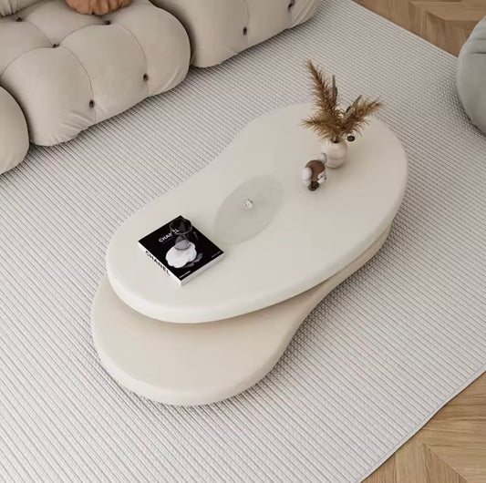 Cream Multi-Layered Freeform Top Rounded MDF Coffee Table