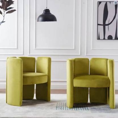 Velvet Upholstered Accent Chair, Green Barrel Side Chair