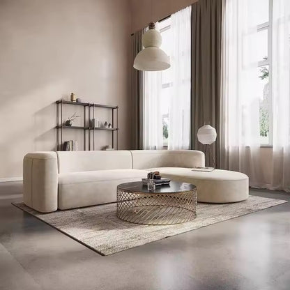 Modern Velvet L-Shape Sofa with Chaise, Deep Seat 3 Seater Sectional