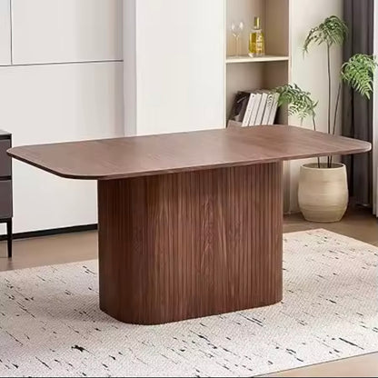Dining Table with Rounded Corners & Wood Pedestal Base, Seats 4-6