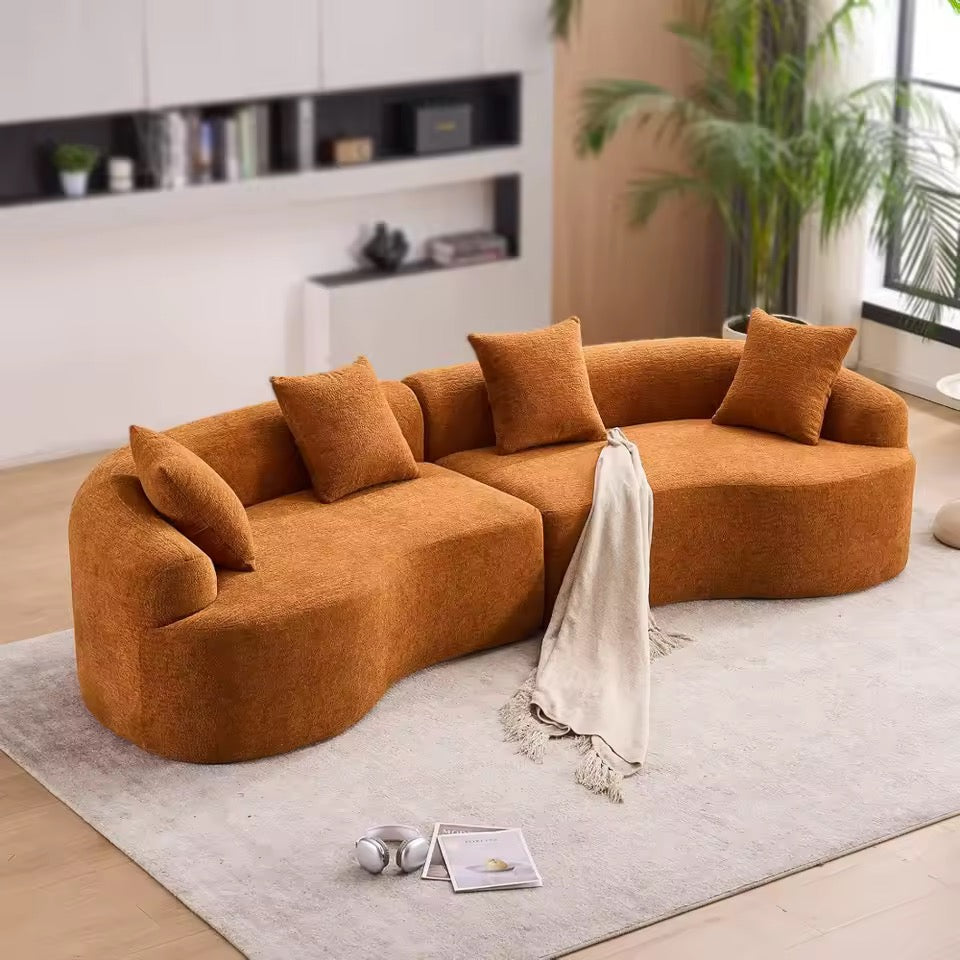 110.2” Luxury Curved Chenille Fabric Sectional Sofa