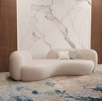 Modern Luxury Curved Lambswool Sofa, White