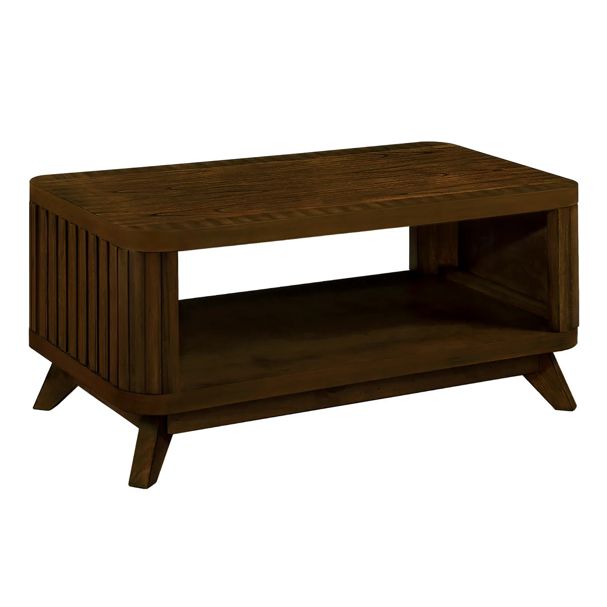 Walnut Rectangular Wooden Coffee Table with Storage