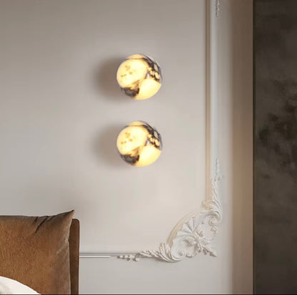 Black Marble Wall Lamp, Italian LED Bedside & Bathroom Sconce