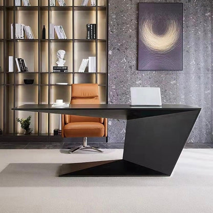 American Oak Executive Desk with U-Base in Charcoal Grey