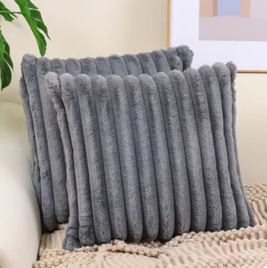 Faux Rabbit Fur Drawstring Pillowcase Cozy Soft