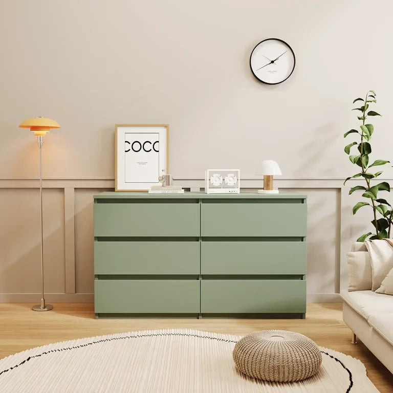 Modern 6-Drawer Green Dressing Table