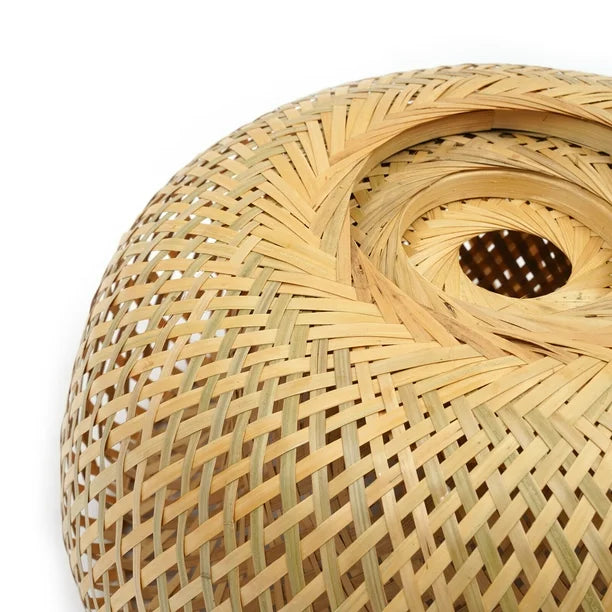 Natural Woven Bamboo Pendant Light with Bulb