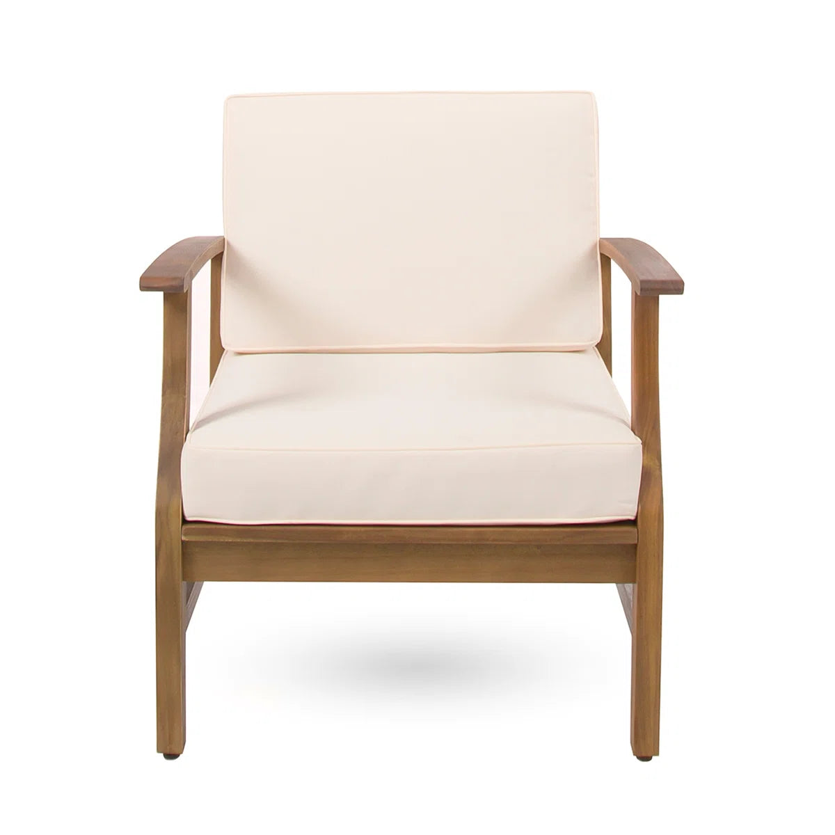 Cream Wooden Club Chair with Acacia Frame