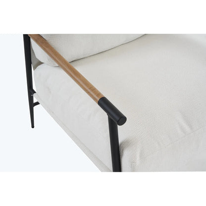 Modern White Mid Century Accent Chair with Cushion, Chenille Chair