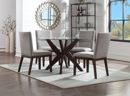 Dark Brown Dining Table with Glass Top